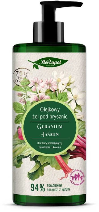 HERBAPOL Olejkowy Żel pod prysznic - Geranium Jaśmin 740 ml