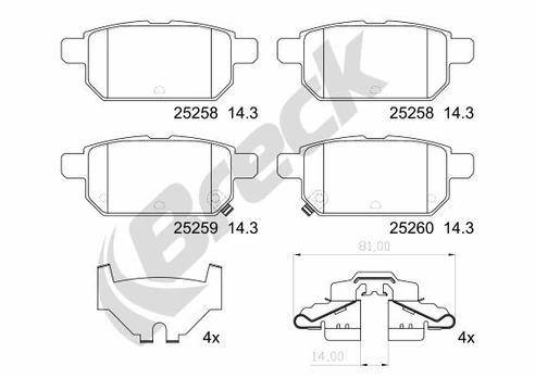 BRECK 25258 00 704 00 Brake pad set