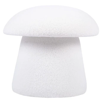 Pufas Cap, bouclé, apvalios formos, baltos spalvos