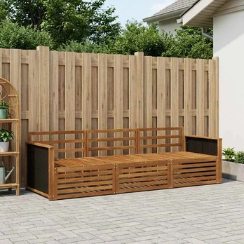 Lauko sofos komplektas 3 pcs Natūrali Kietos akacijos mediena