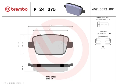 Brake pads - tuning Xtra P 24 075X rear