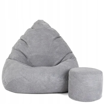 Sėdmaišis su pufu Sako Mega Dot Velour M, pilkas