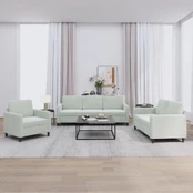 Sofa Sofos komplektas, 3 dalių, šviesiai pilkos spalvos, aksomas kaina