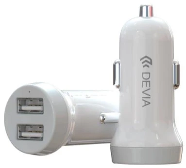 Automobilinis įkroviklis Devia Smart Series, 2 x USB, balta sp.