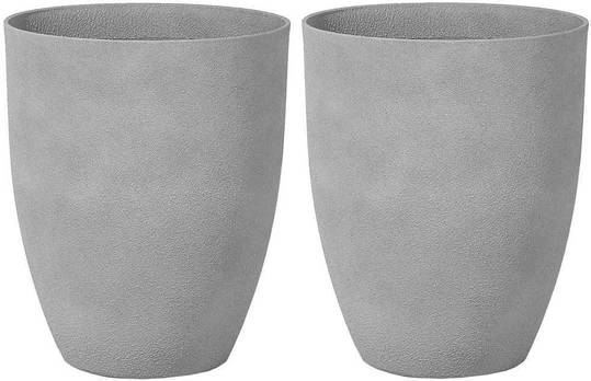 Beliani Rinkinys 2 doniczek CROTON 43 cm Pilka