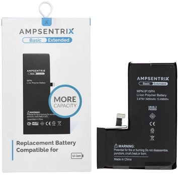 Inne AmpSentrix Basic battery for iPhone 15 PRO (high capacity)