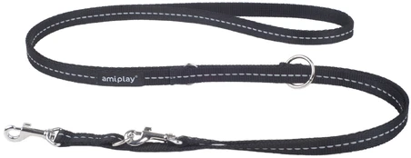 Pavadėlis Amiplay Reflective, juodas, 1-2m x 1cm kaina