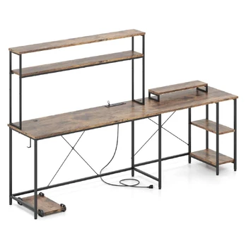 Bonideco Select Rašomasis stalas 145x145x147cm., rudos/juodos spalvos