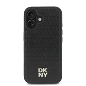 DKNY PU Leather Repeat Pattern Stack Logo MagSafe Case for iPhone 16 Plus Juodas kaina