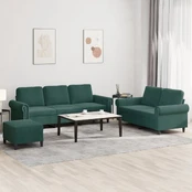Sofos komplektas su pagalvėlėmis, 3 dalių, žalias, aksomas kaina