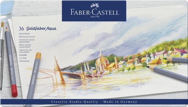 „FABER-CASTELL Aqua.stift Goldfaber Aqua 36 – metalinis dėklas“