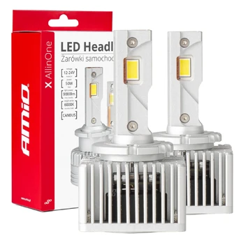 Żarówki samochodowe led seria x allinone d3s d5s d8s 6000k canbus amio-03669