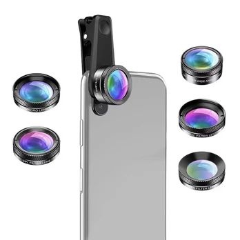 Mobile lens kit APEXEL APL-DG6V2 6 in 1 universal (juodas)