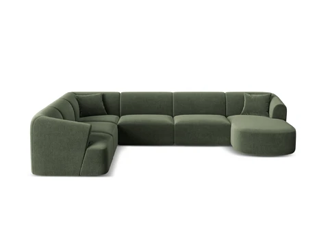 Velvet Modular Panoramic Left Corner Sofa, "Campi", 7 Seats, 330x255x70 Made in Europe