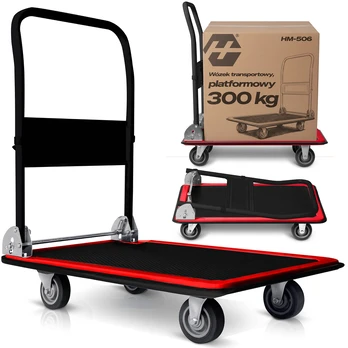 Platforminis transportavimo vežimėlis HM-506 juodas ir raudonas