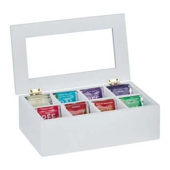 Arbatos maišelių organizatorius 9x28x16cm., baltos spalvos