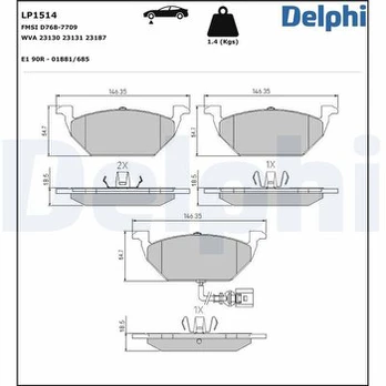 DELPHI LP1514 Brake pad set