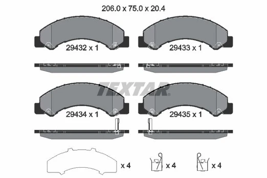 Stabdžių trinkelių rinkinys, diskinis stabdys TEXTAR 2943201