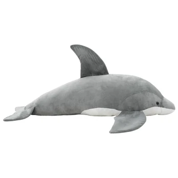 Minkštas žaislinis delfinas, pilkas, pliušinis
