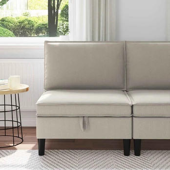 Vidinė Sofa su Saugykla Avižinė Aksomas