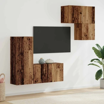 TV staliukas Televizoriaus spintelė 4 pcs Senovinis medis Apdirbta mediena