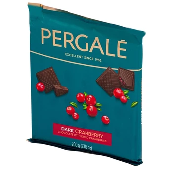 Juodasis šokoladas su spanguolių gabaliukais PERGALĖ, 200 g
