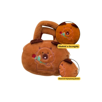 Lean Toys Capybara Plush Bag With Rose Brown 20cm