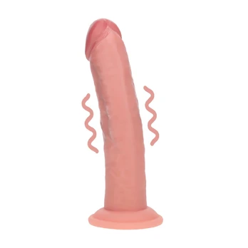 Dual Density Silicone Curved Vibrating Model with Suction Cup 20.3cm Flesh