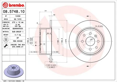 Stabdžių diskas BREMBO 08.5748.10