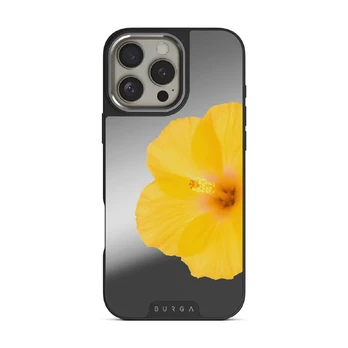 Hibiscus - iPhone 16 Pro Case, Elite Mirror Dark (MagSafe) / Silver