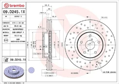 Stabdžių diskas BREMBO 09.D245.1X kaina