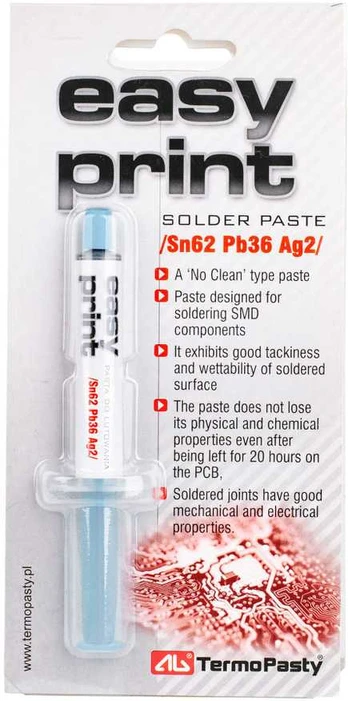 Ag Termopasty Litavimo pasta Easy Print Sn62 Pb36 Ag2 1.4ml