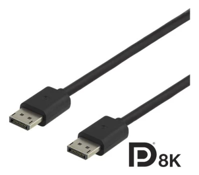 DELTACO DisplayPort cable, 1m, 8K, DP 1.4, DSC 1.2, blackDisplayPort cable for connecting a video so