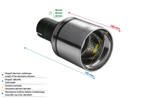 Exhaust system tip shape: round 1x100mm