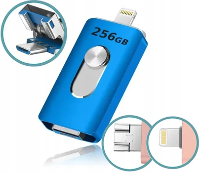 Lexar Maxxer 256gb 3in1 usb 3.0, iphone, android, windows, otg, mėlynas pendrive