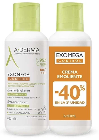 A Derma EXOMEGA CONTROL emollient cream pack 2 x 400 ml