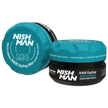Plaukų matinis formavimo vaškas Nishman M4 Matte Finish Super Hight Hold Wax vyrams, 100 ml