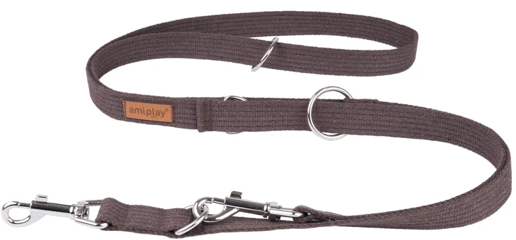 Pavadėlis Amiplay Cotton, rudas, 1-2m x 2cm
