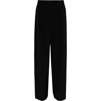 Kelnės moterims, Juoda, High-waisted silk pants