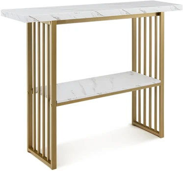 Promotion 120 cm Balta Konsolė su Dirbtiniu Marmuru