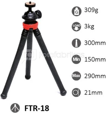 StudioKing Flexible Table Tripod FTR-18 with Smartphone Adapter