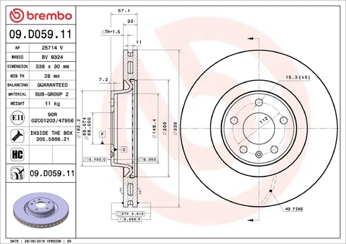 BREMBO 09.D059.11 Brake Disc