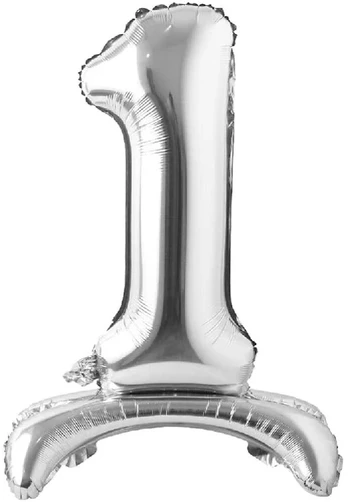 Sidabrinis pastatomas balionas - skaičius 1, 81 cm