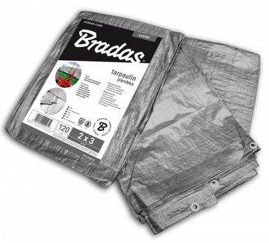 Sustiprintas tentas Bradas Sidabrinis, 2 x 3 m, 120 g/m²
