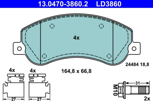 ATE 13.0470-3860.2 Brake pad set