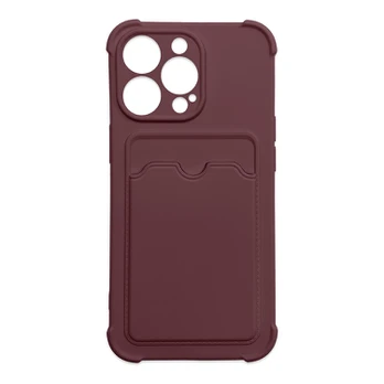 Raspberry spalvos silikoninis atverčiamas dėklas kortelėms Apple iPhone 11 Pro