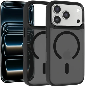 Dėklas Liavec Cloudy Case with Metal Camera Frame do Iphone 18 Pro/17 Pro juoda (Camera Control Button)