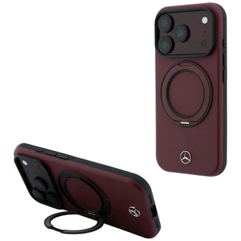 Case Mercedes Leather with Ring Stand MagSafe for iPhone 18 Pro Max / 17 Pro Max burgundy