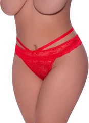 Magic Silk Exposed Cheeky Panty 2X Raudona Lace Cross-Strap Design