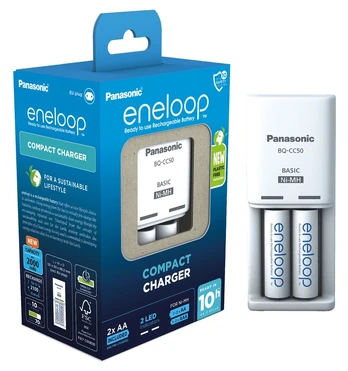 Panasonic Eneloop BQ-CC50 įkroviklis + 2 x R6/AA Eneloop 2000mAh BK-3MCDE